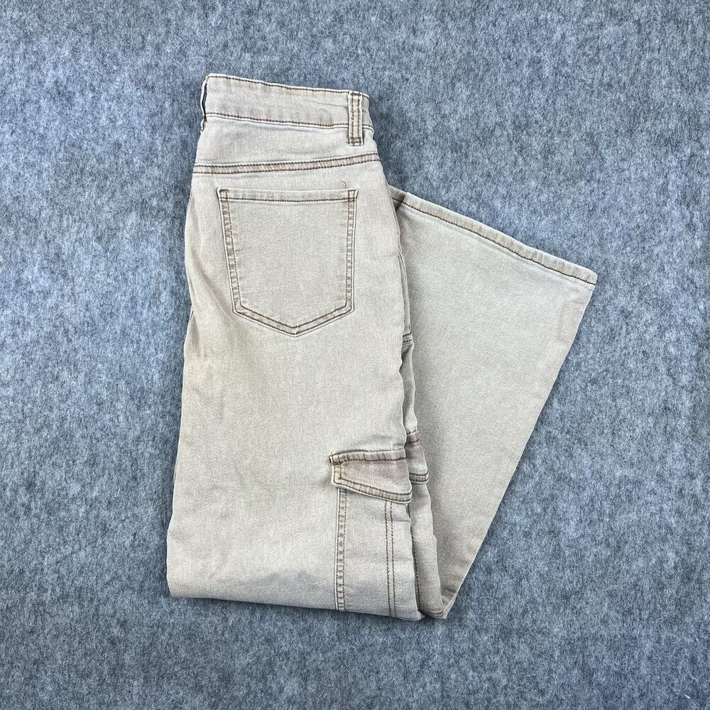 D. Jeans Women's Jeans Baggy Wide Leg Khaki Tan Stretch Denim Cargo Size 10
